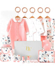 Leafy Love Baby Gift Set – cotton bodysuit, socks, and gloves