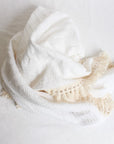 Tassel SnowWhite soft cotton baby blanket with tassels
