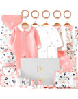 Leafy Love Baby Gift Set – cotton bodysuit, socks, and gloves