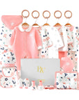 Leafy Love Baby Gift Set – cotton bodysuit, socks, and gloves