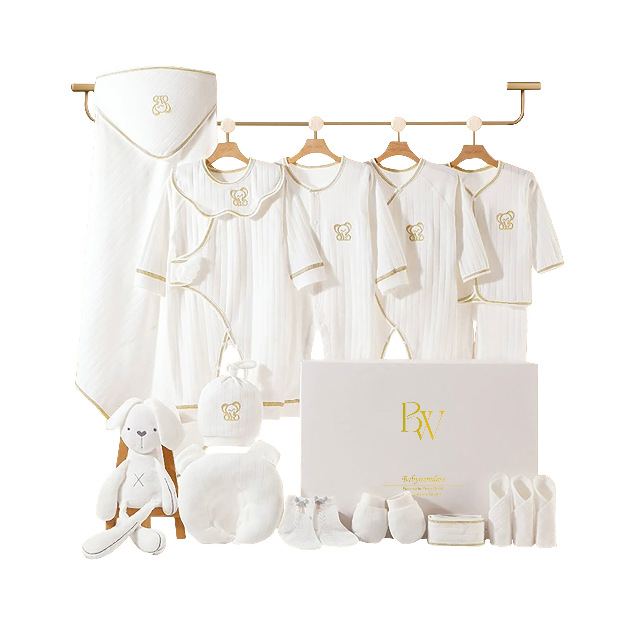 Elephant-themed newborn baby clothes gift set