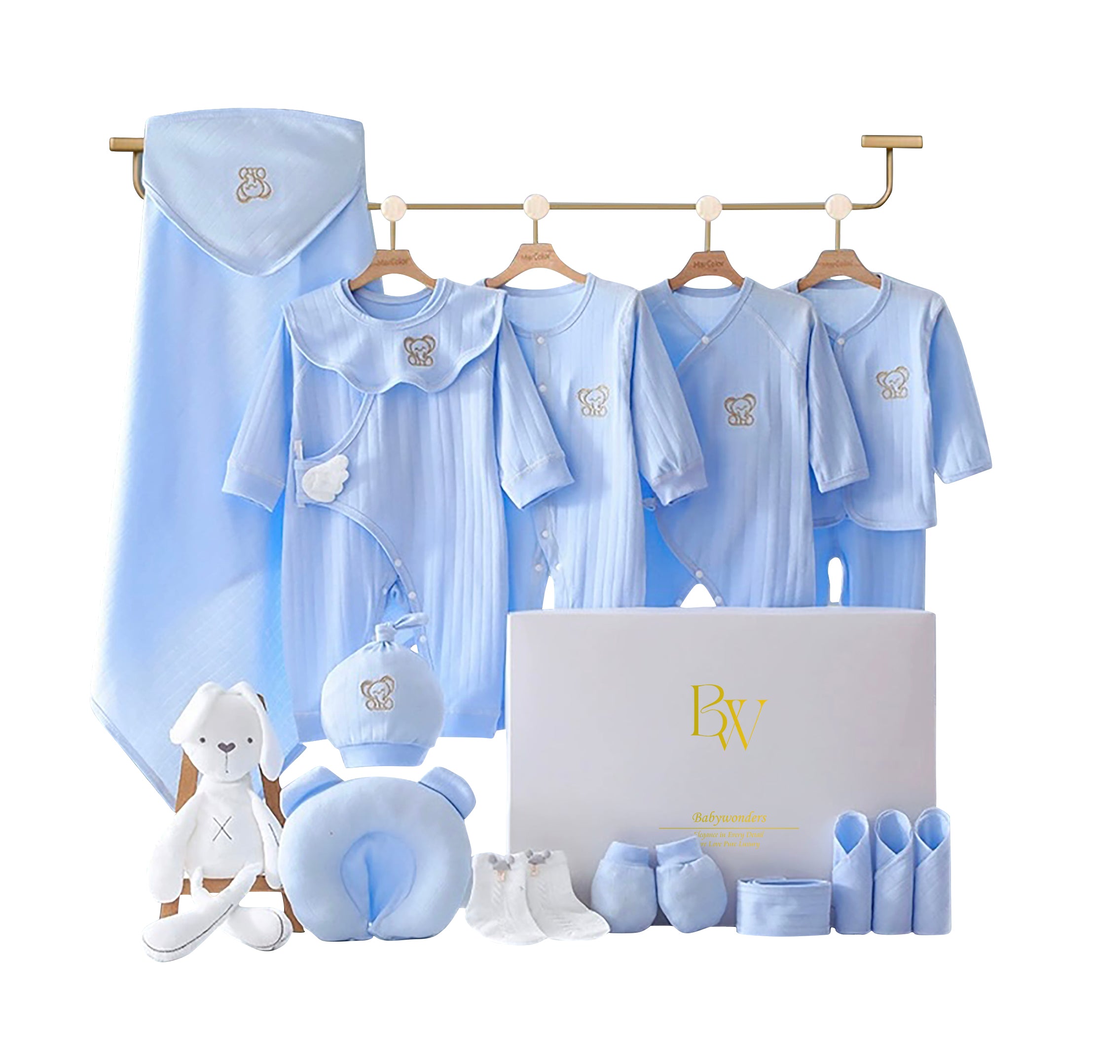 Elephant-themed newborn baby clothes gift set