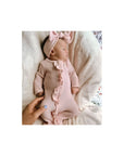 Newborn Baby Girl Knit Ruffle Jumpsuit