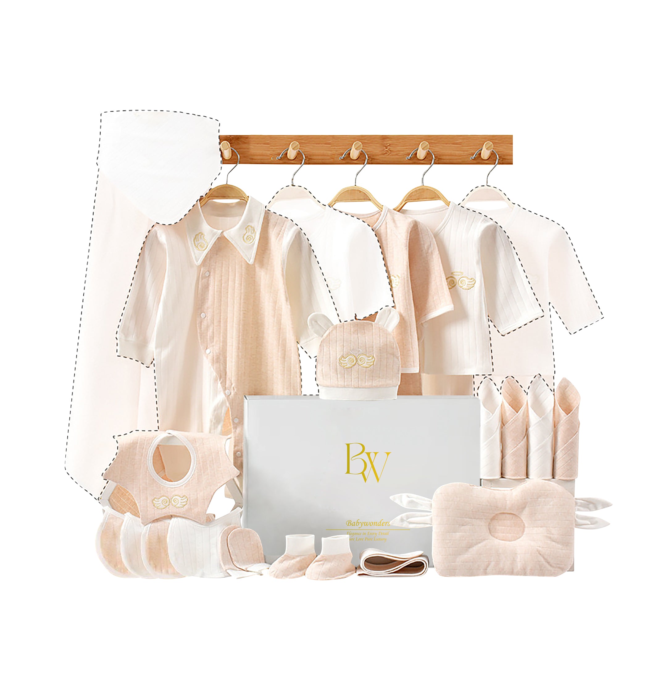 Little Angel baby gift set with socks, gloves, and outfits