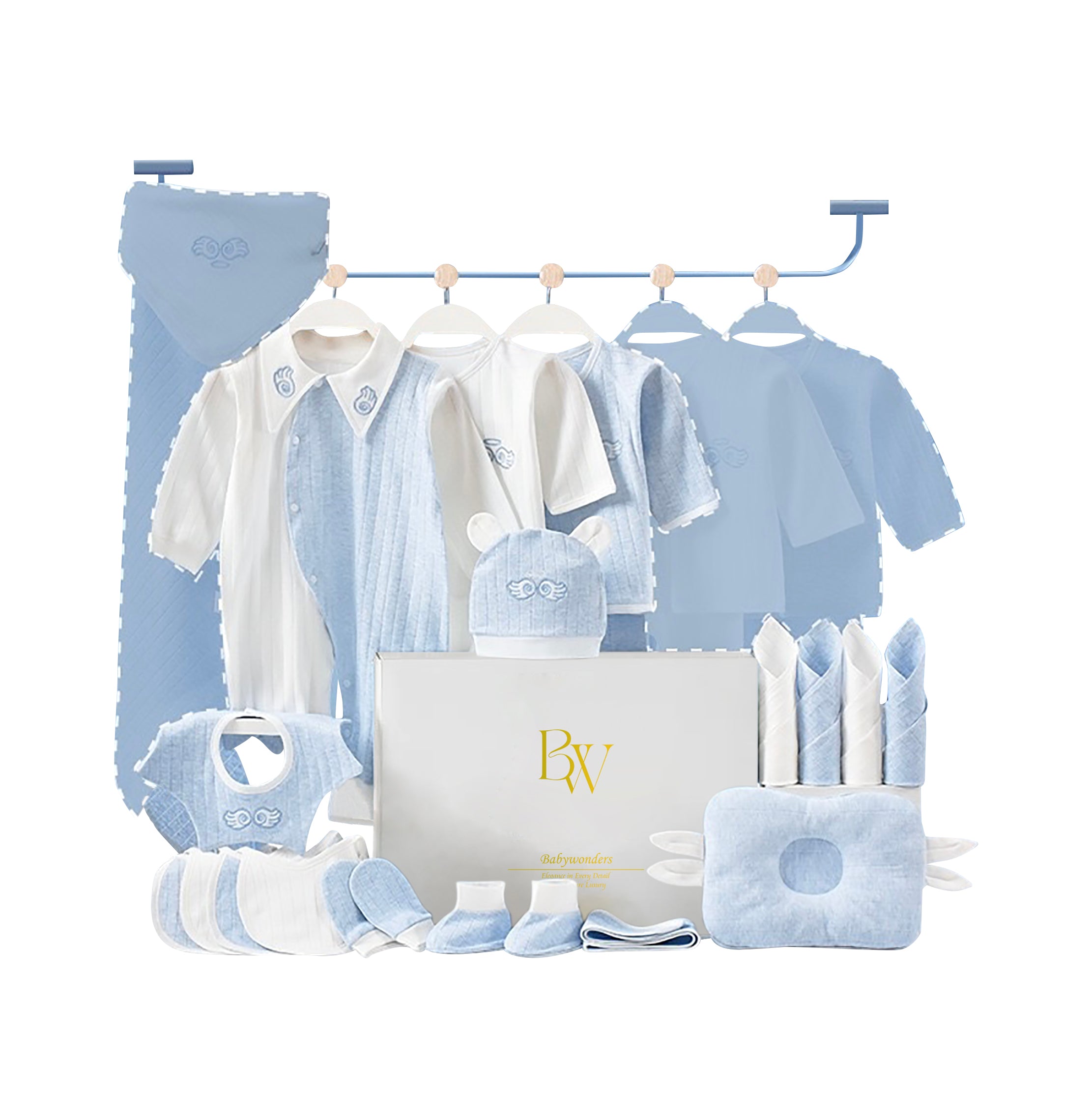 Little Angel baby gift set with socks, gloves, and outfits