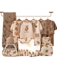 baby gift set with bear clothes, socks, and wrap