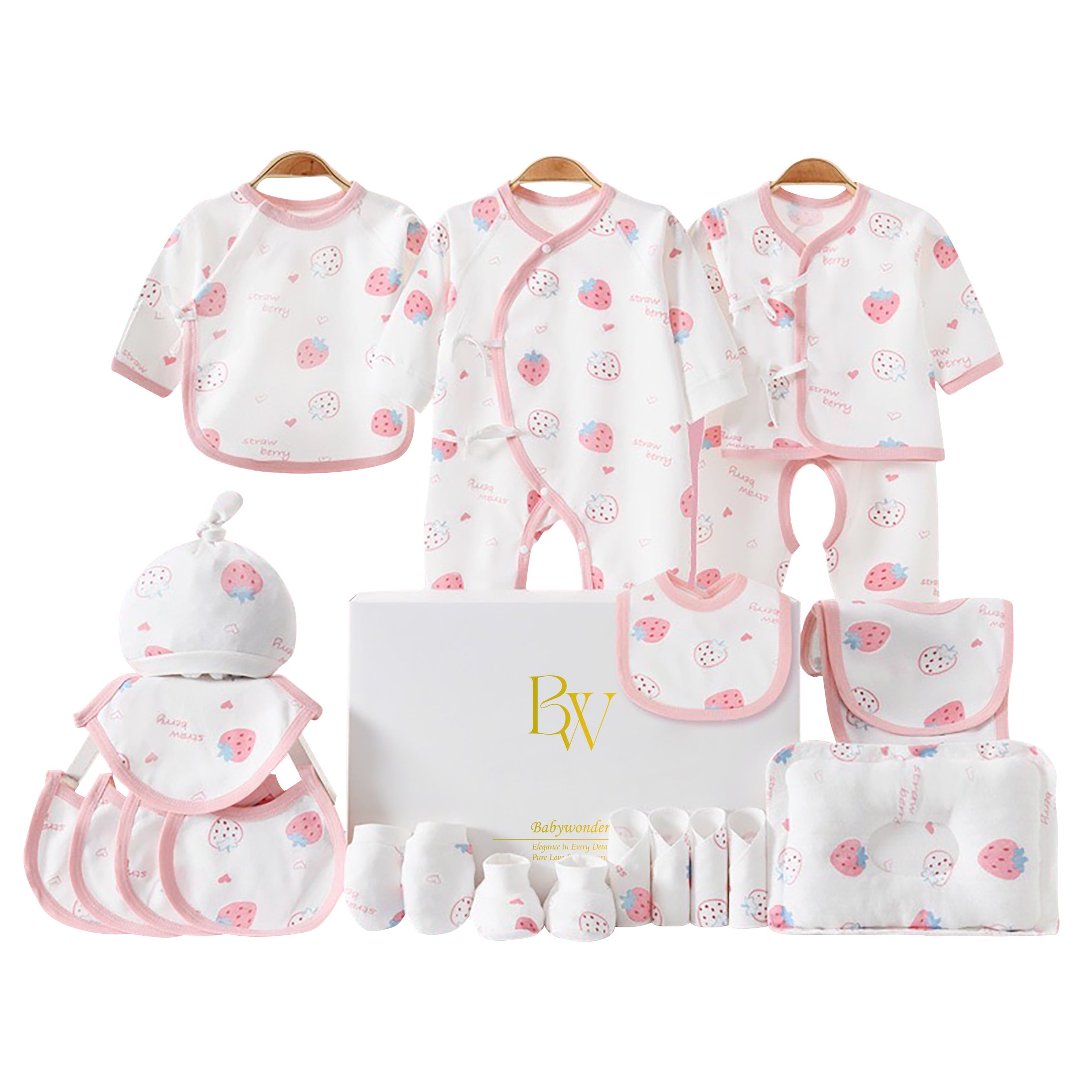 Strawberry baby girl gift set for naming ceremony and baby shower