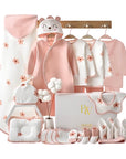 Newborn gift set with baby clothes and floral socks