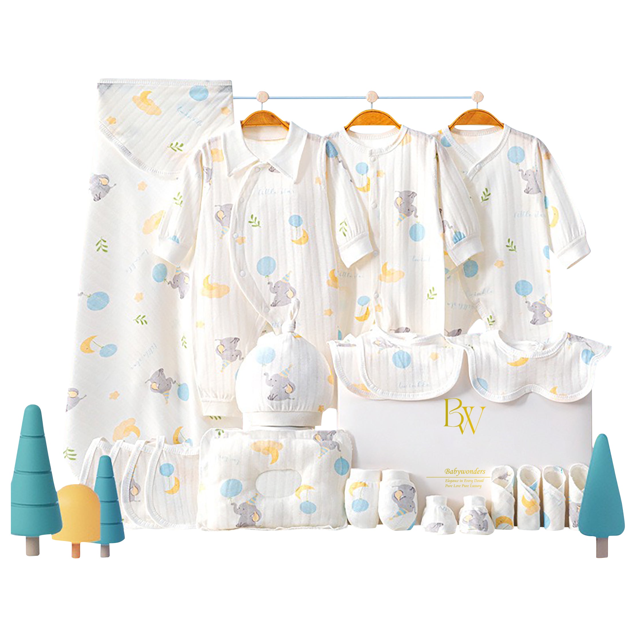 Elephant-themed baby gift set for newborn baby shower gift