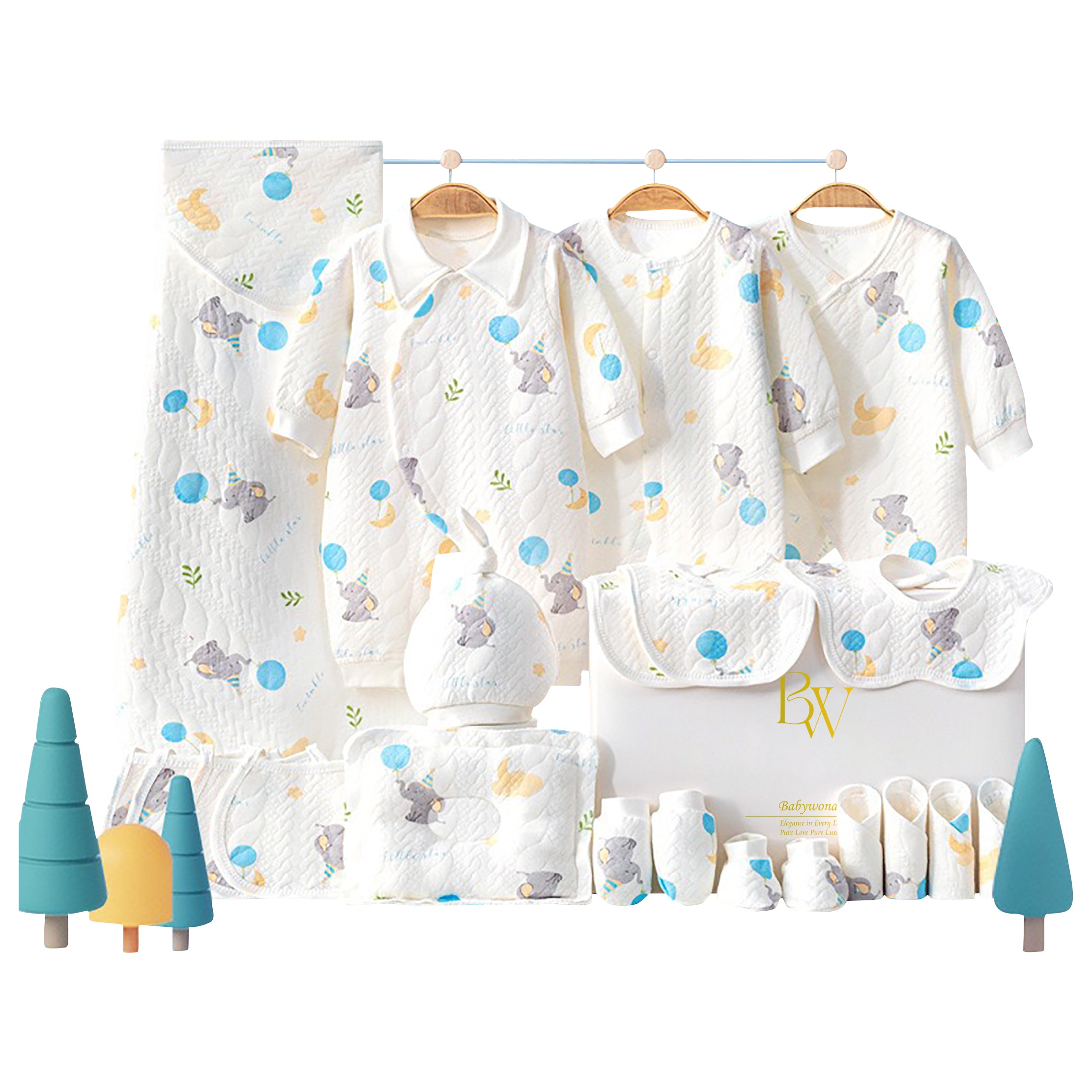Elephant-themed baby gift set for newborn baby shower gift