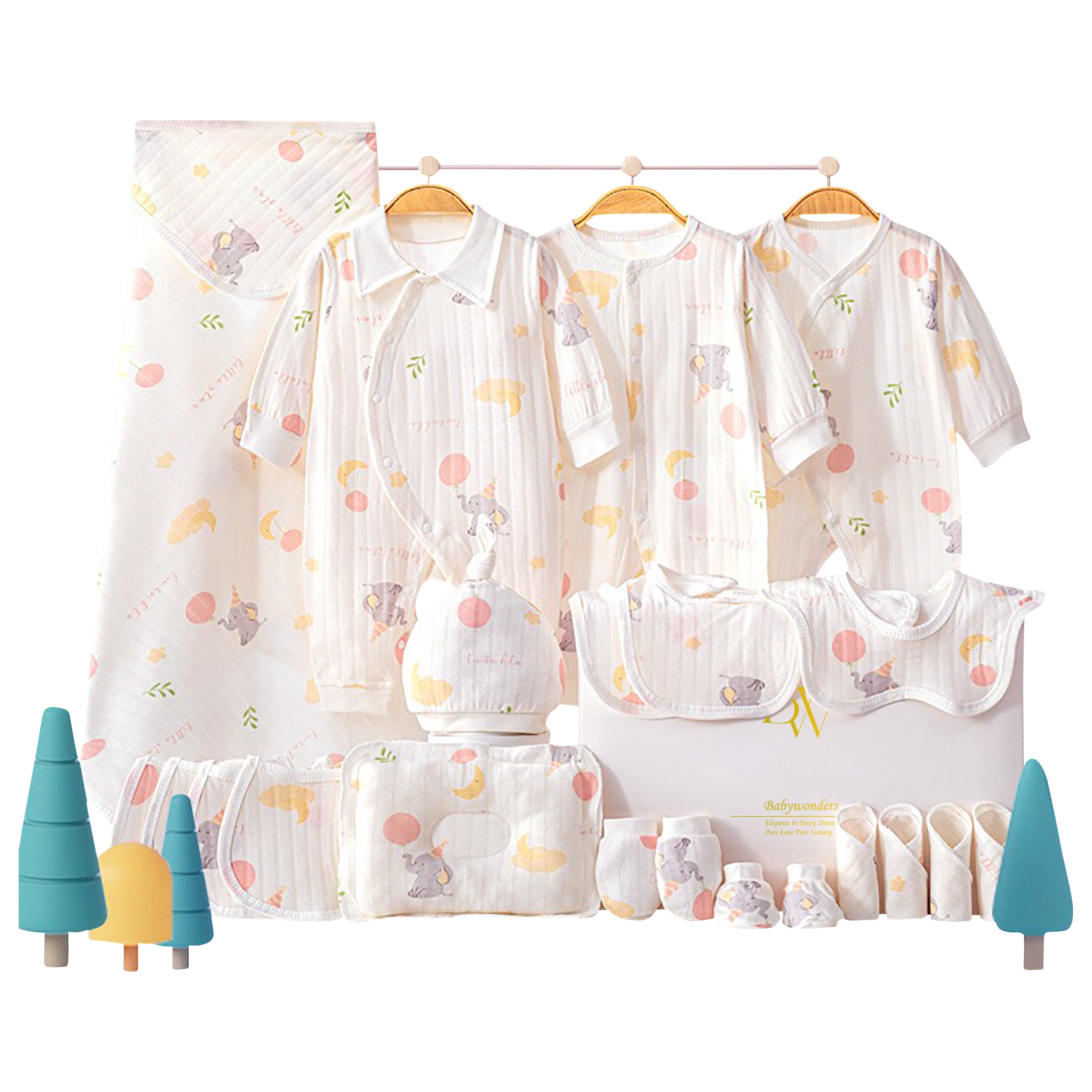 Elephant-themed baby gift set for newborn baby shower gift