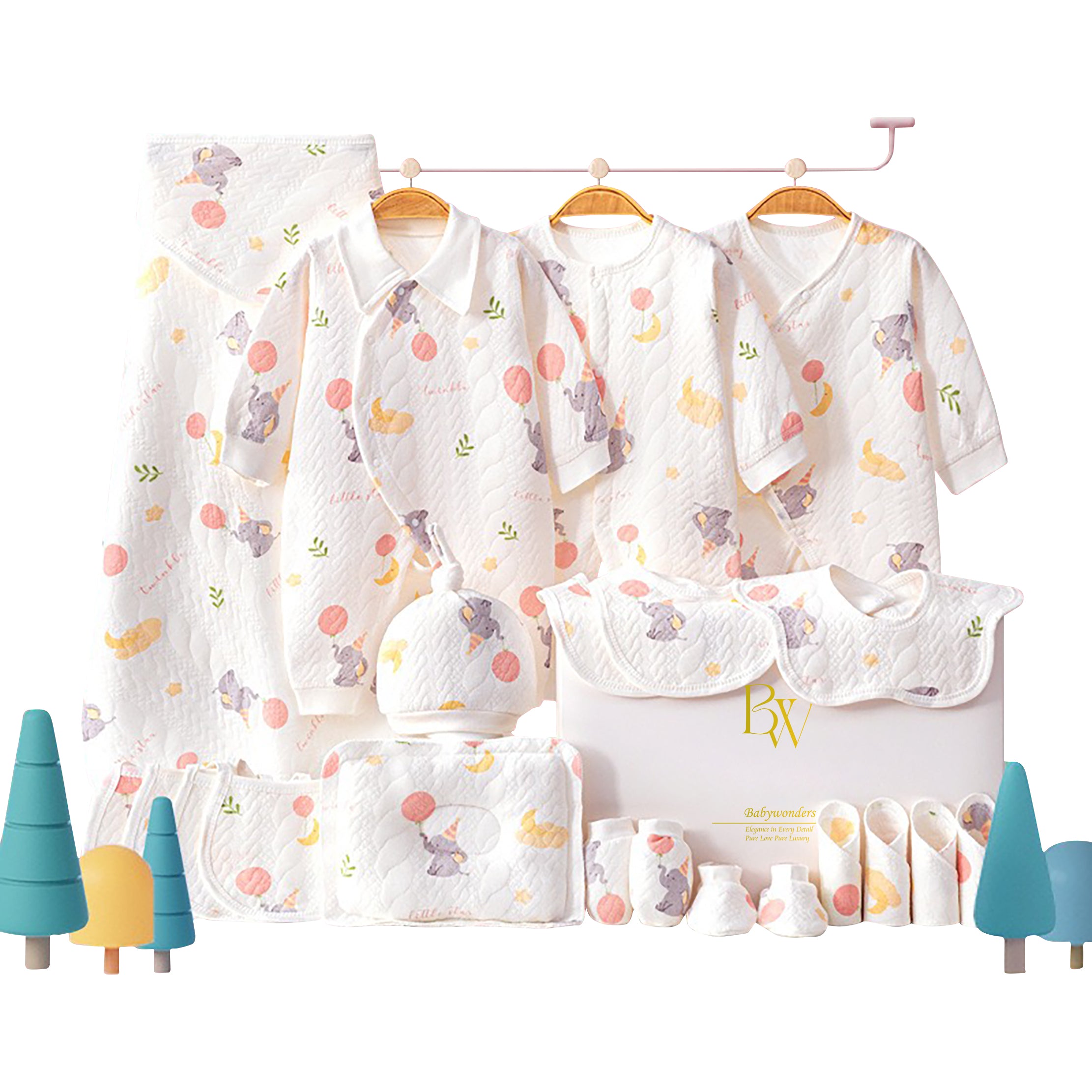 Elephant-themed baby gift set for newborn baby shower gift