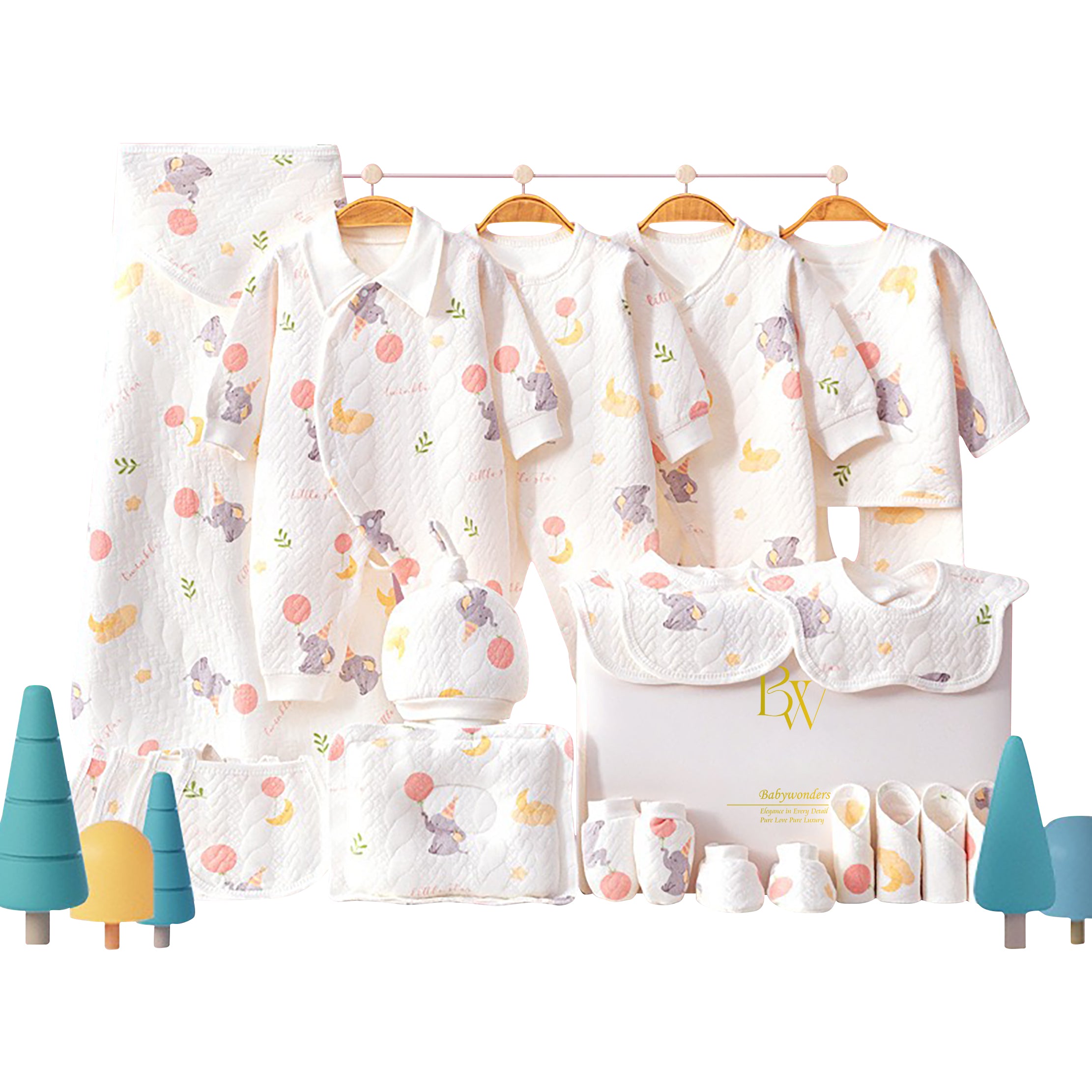 Elephant-themed baby gift set for newborn baby shower gift