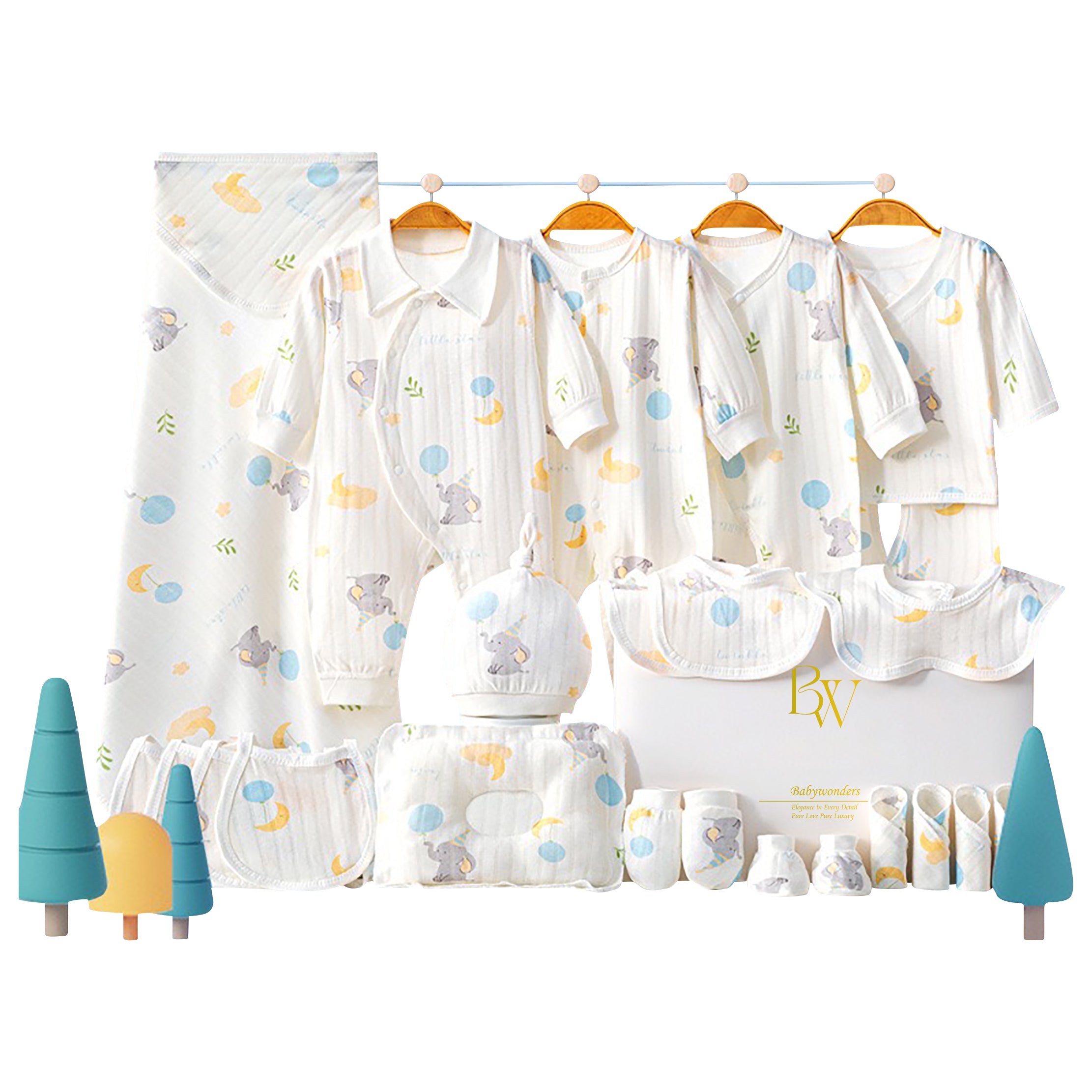 Elephant-themed baby gift set for newborn baby shower gift