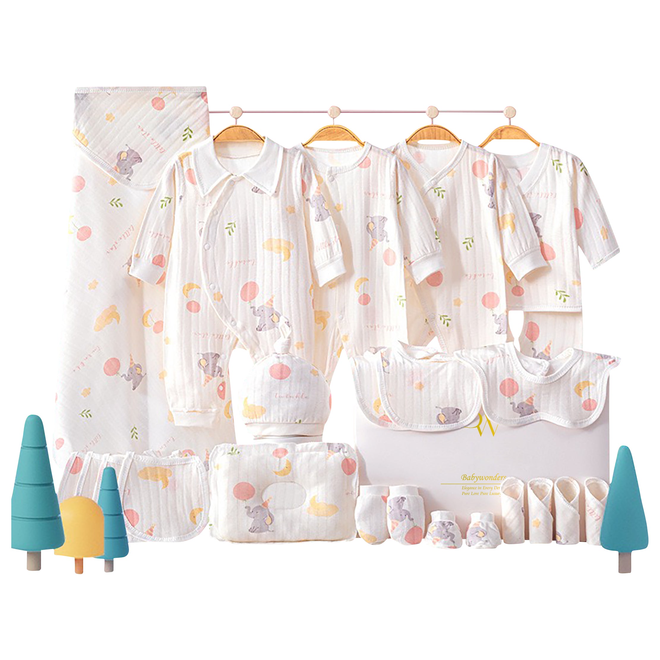 Elephant-themed baby gift set for newborn baby shower gift