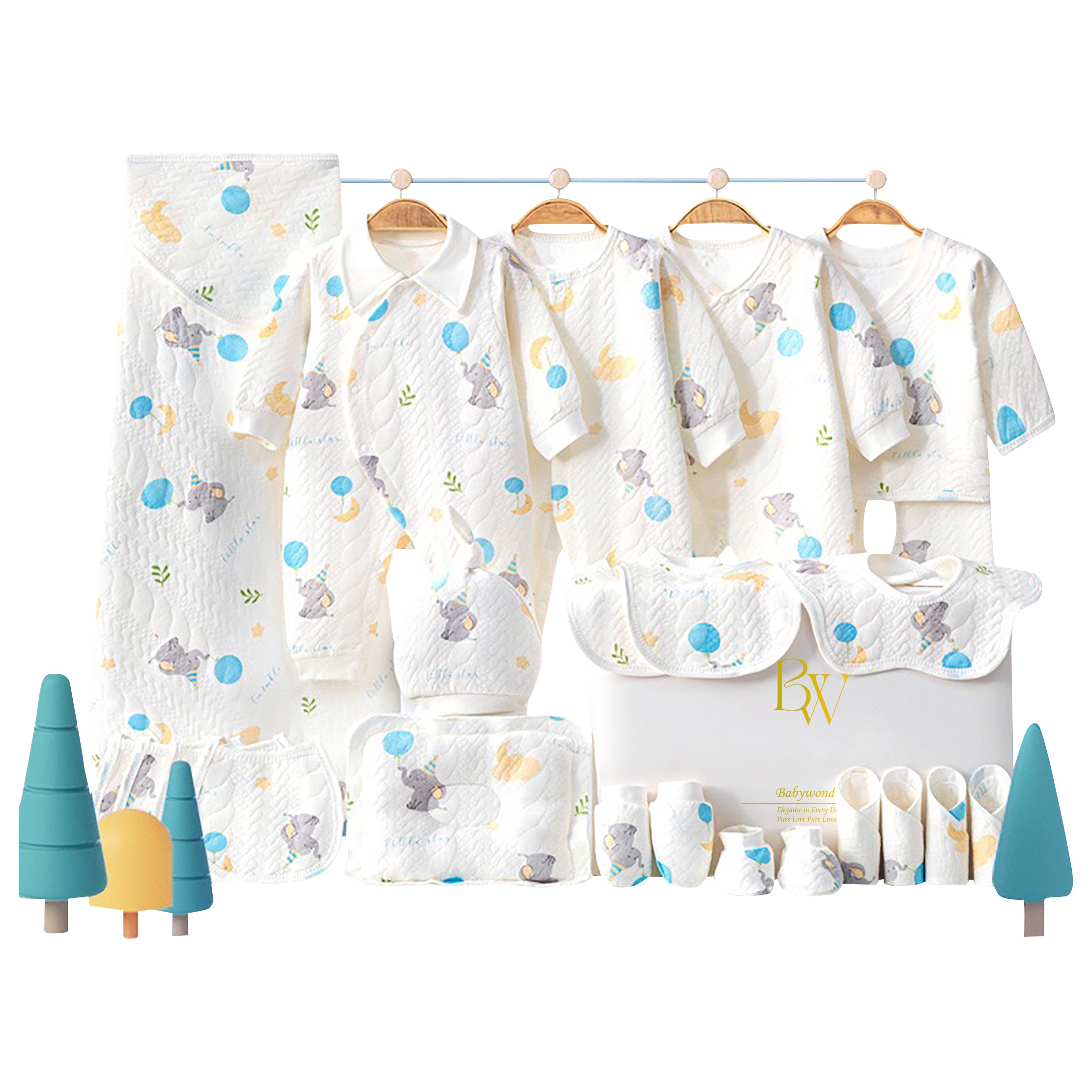Elephant-themed baby gift set for newborn baby shower gift