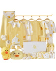 Sunny Duckling baby gift set with soft cotton baby clothes