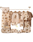 baby gift set with bear clothes, socks, and wrap