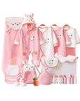 Rabbit baby gift set with baby clothes and cotton bibs