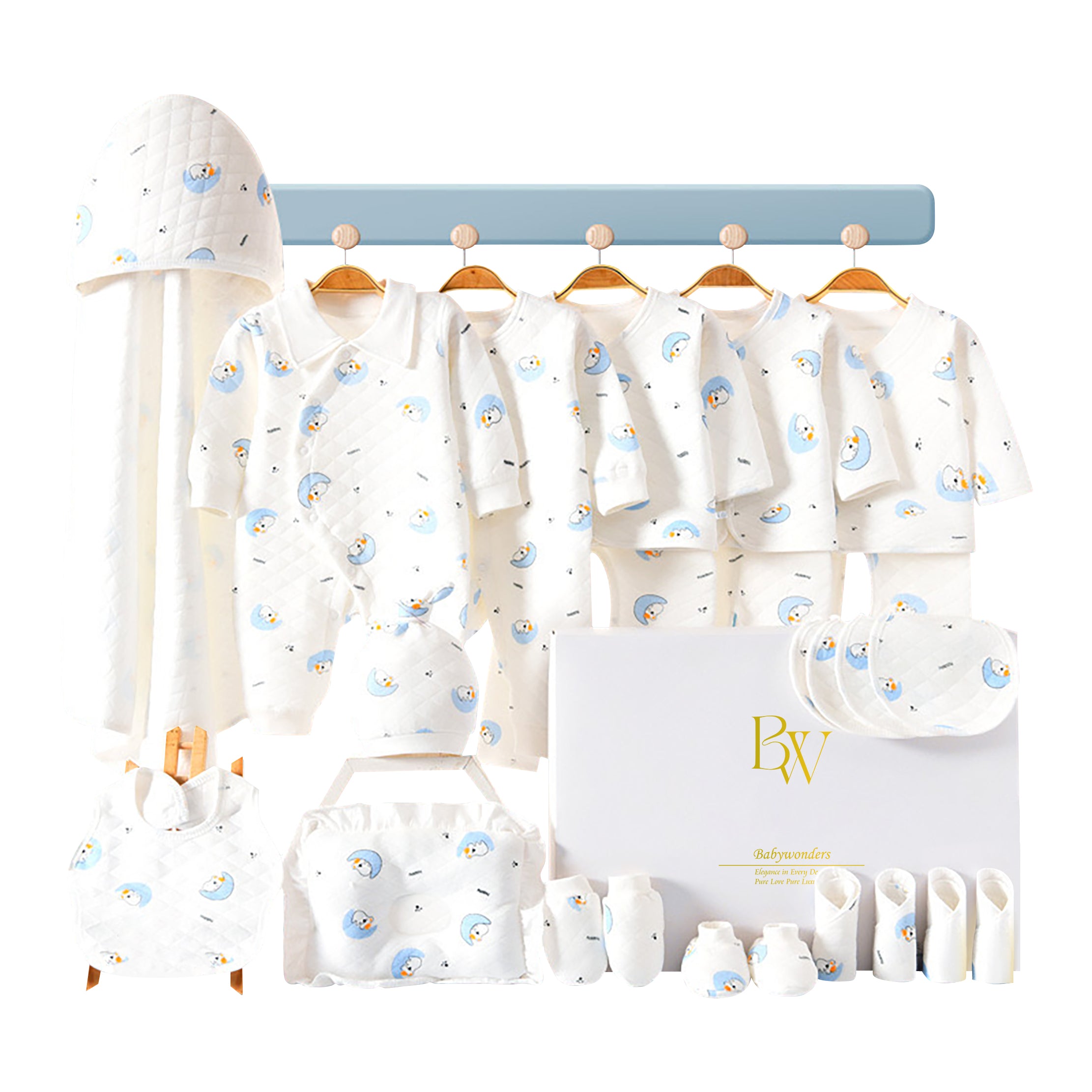 Moon-themed baby gift set with cotton baby clothes
