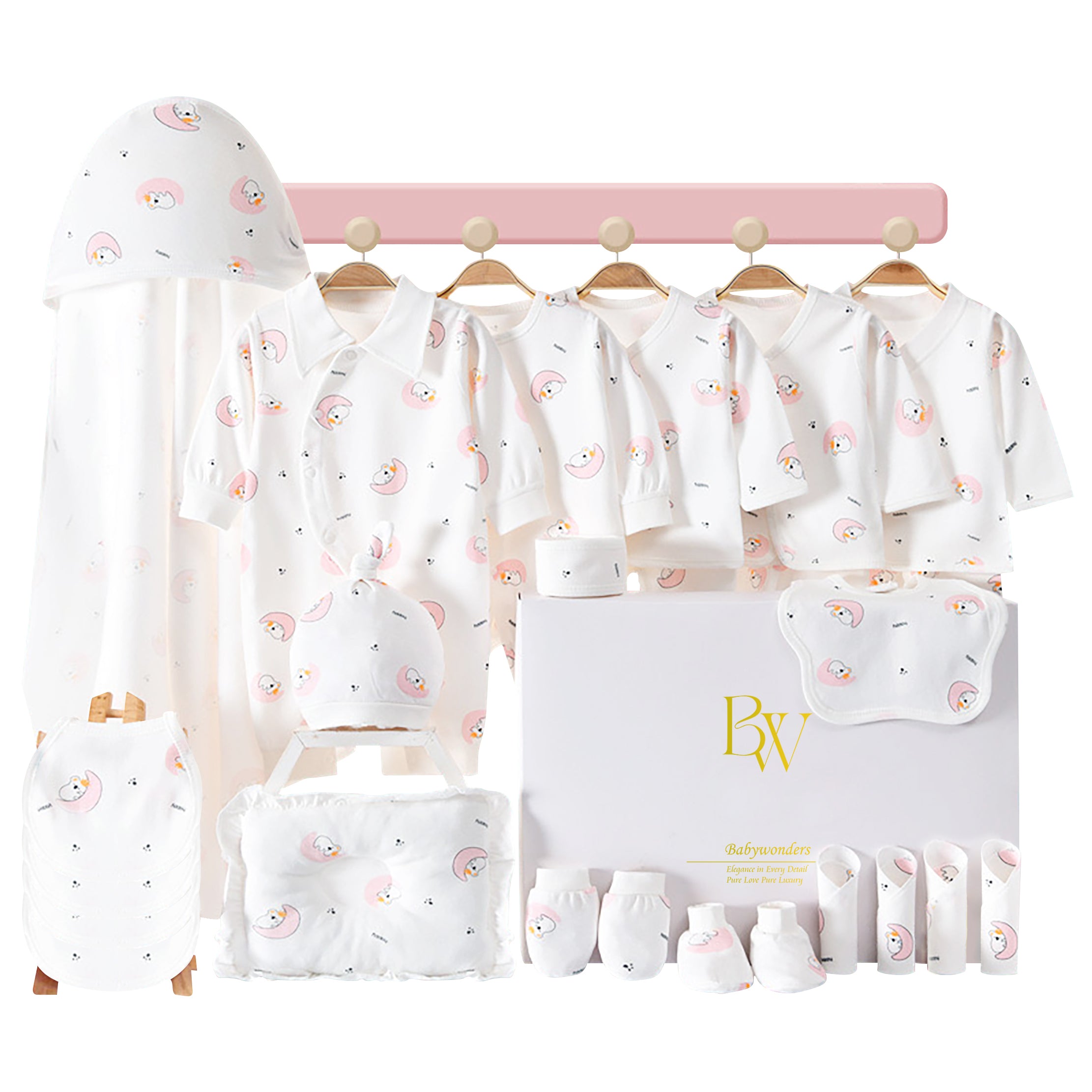 Moon-themed baby gift set with cotton baby clothes