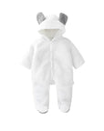 Newborn Hooded Pramsuit -White