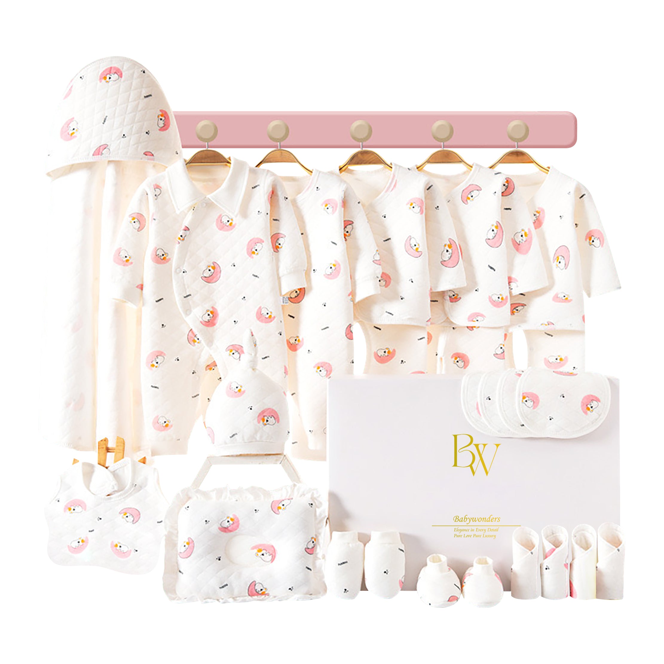 Moon-themed baby gift set with cotton baby clothes