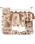 baby gift set with bear clothes, socks, and wrap