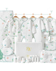 Close-up of newborn essentials with calming tree print, ideal for nature-themed baby gifts