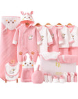 Rabbit baby gift set with baby clothes and cotton bibs