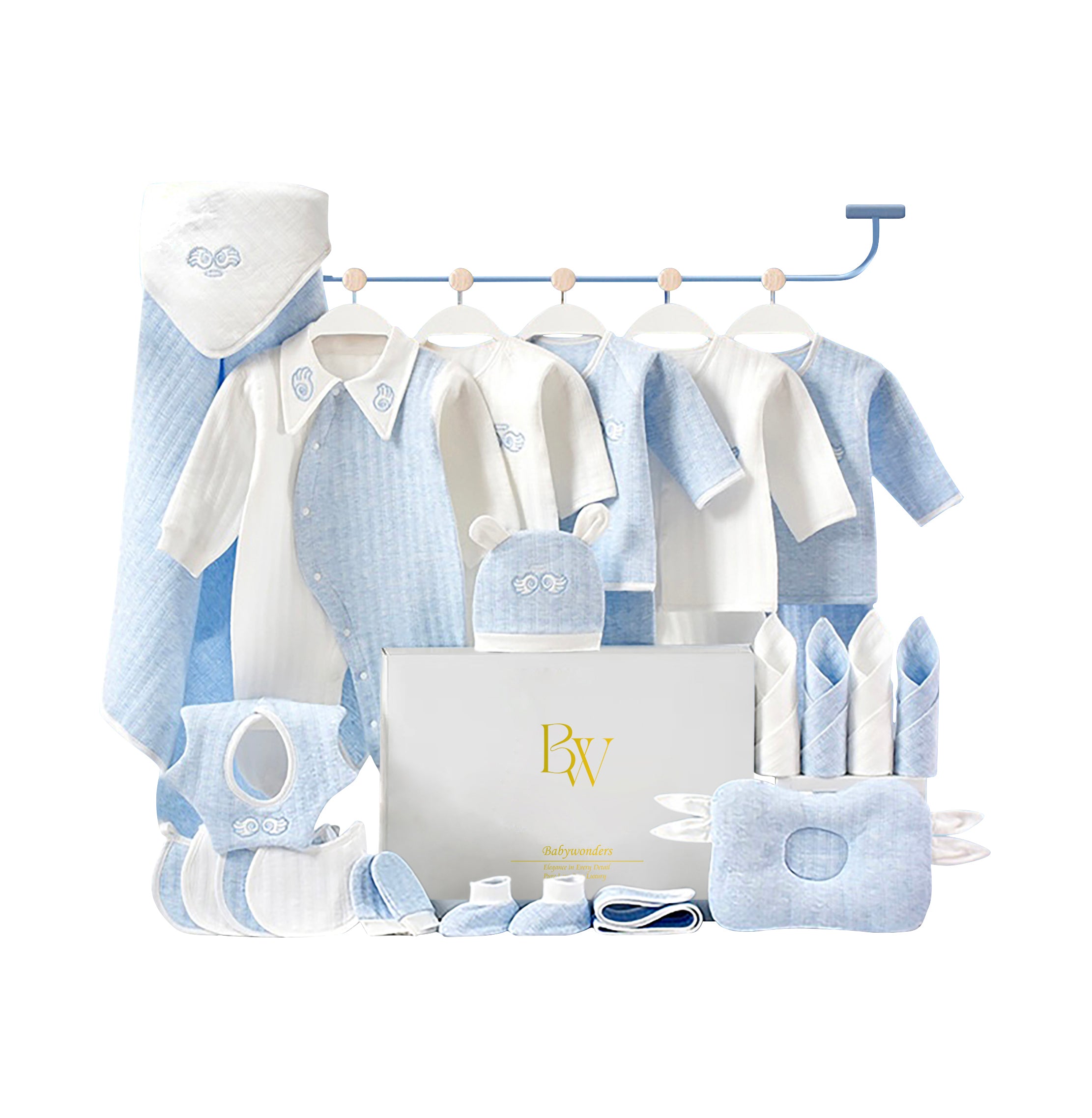 Little Angel baby gift set with socks, gloves, and outfits
