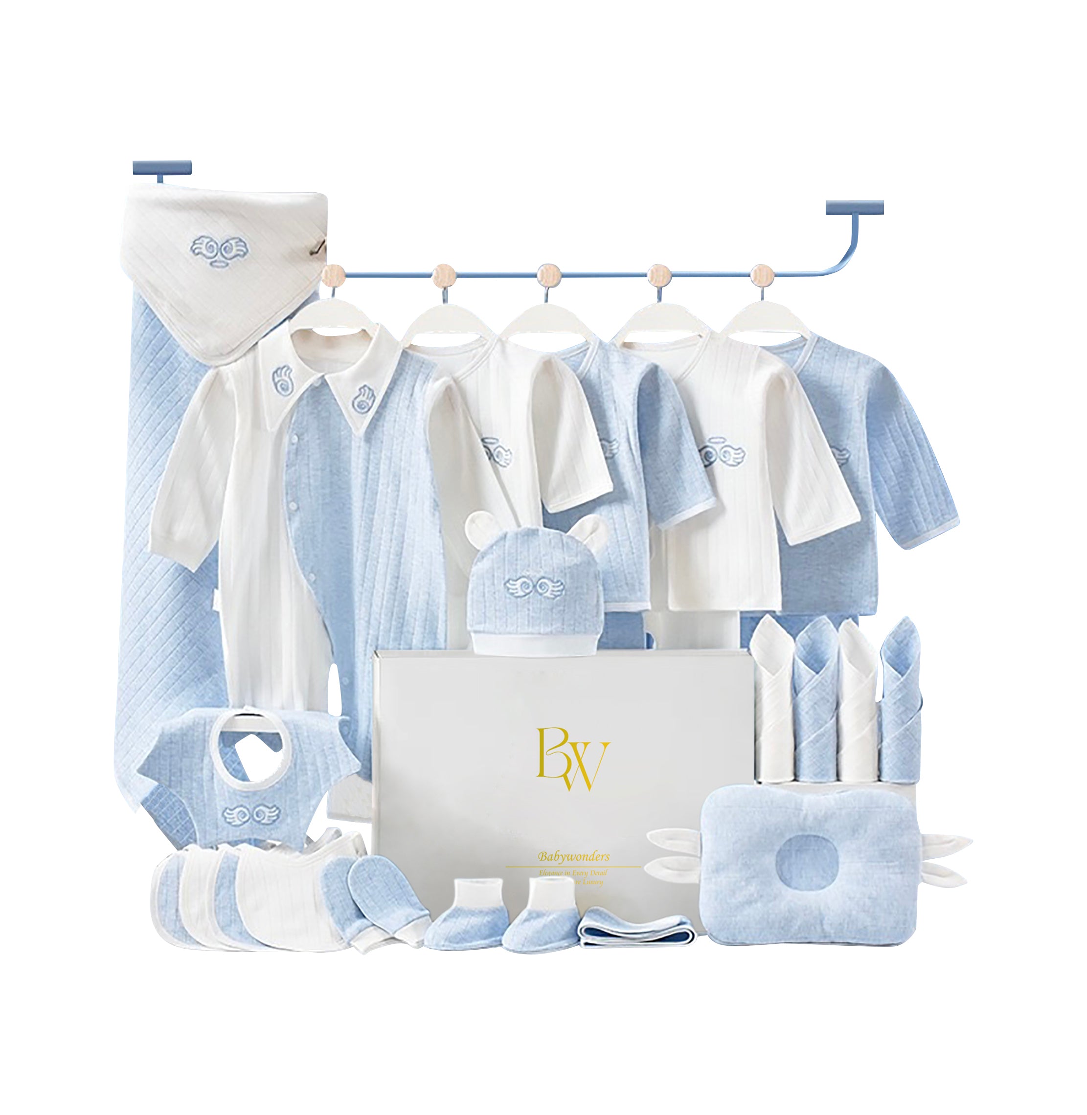 Little Angel baby gift set with socks, gloves, and outfits