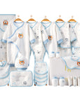 baby shower gift set with newborn clothes and bear design