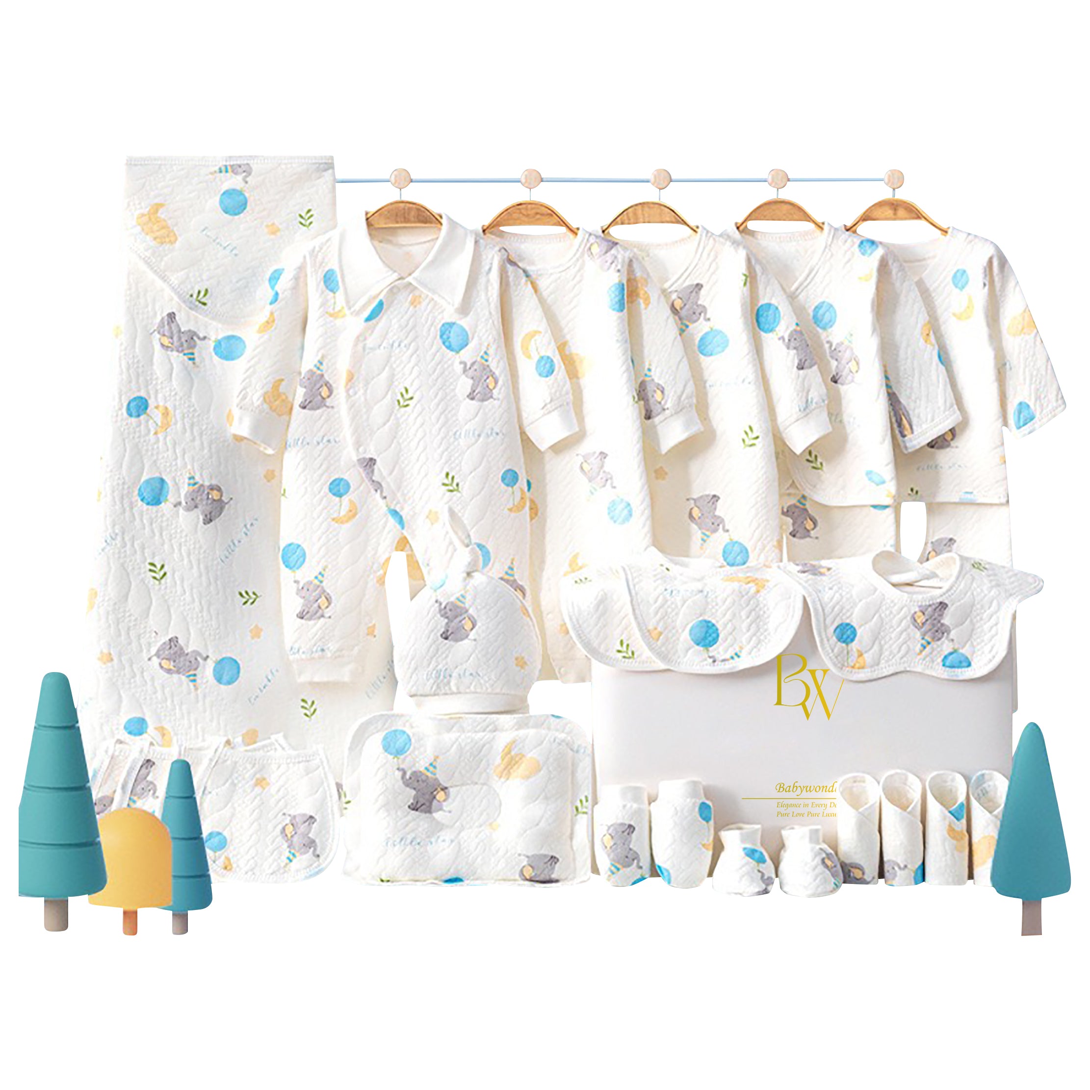 Elephant-themed baby gift set for newborn baby shower gift