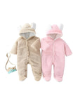Newborn Hooded Pramsuit -Pink