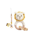 Crochet Lion Rattle & Dummy Clip Set