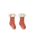 Vintage Ruffle Knit Baby Socks – Soft Cotton Socks with Lace Frill Cuff