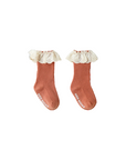 Vintage Ruffle Knit Baby Socks – Soft Cotton Socks with Lace Frill Cuff