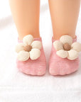 Knitted Flower Anti-Slip Baby Socks – Soft Cotton Grip Booties