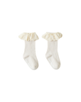 Vintage Ruffle Knit Baby Socks – Soft Cotton Socks with Lace Frill Cuff
