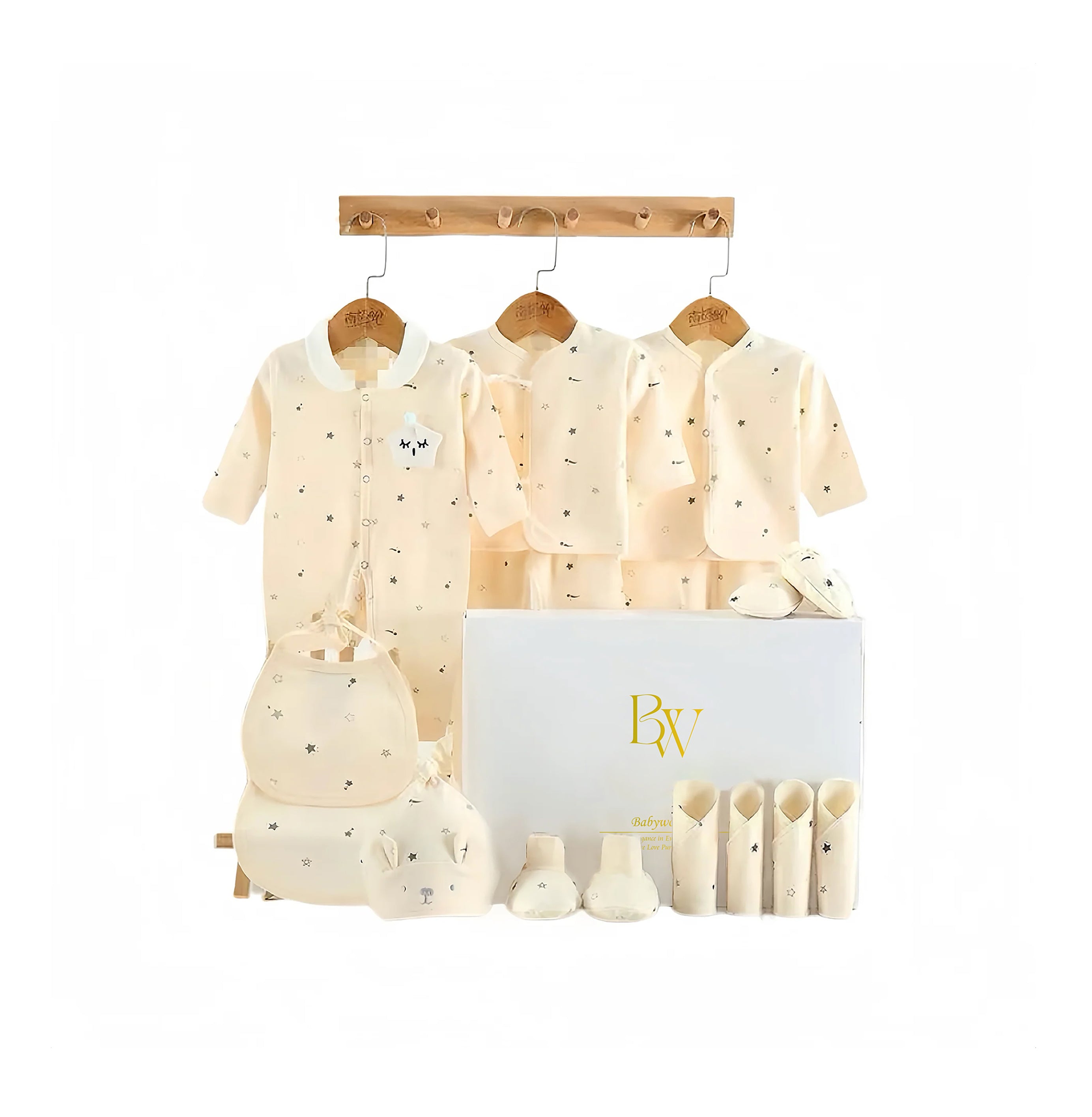 Sweet Slumber baby gift set with newborn clothes and towel