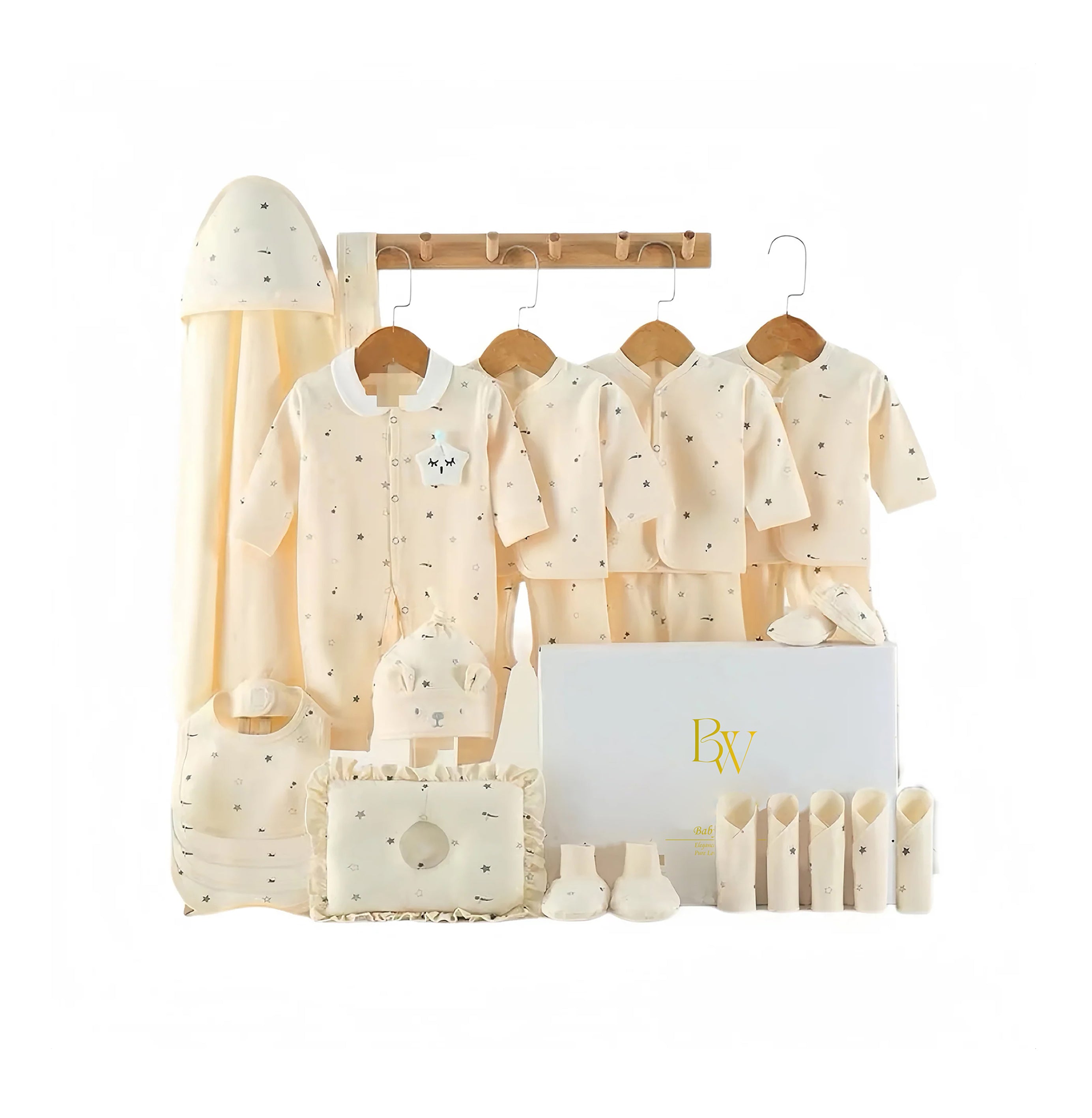 Sweet Slumber baby gift set with newborn clothes and towel
