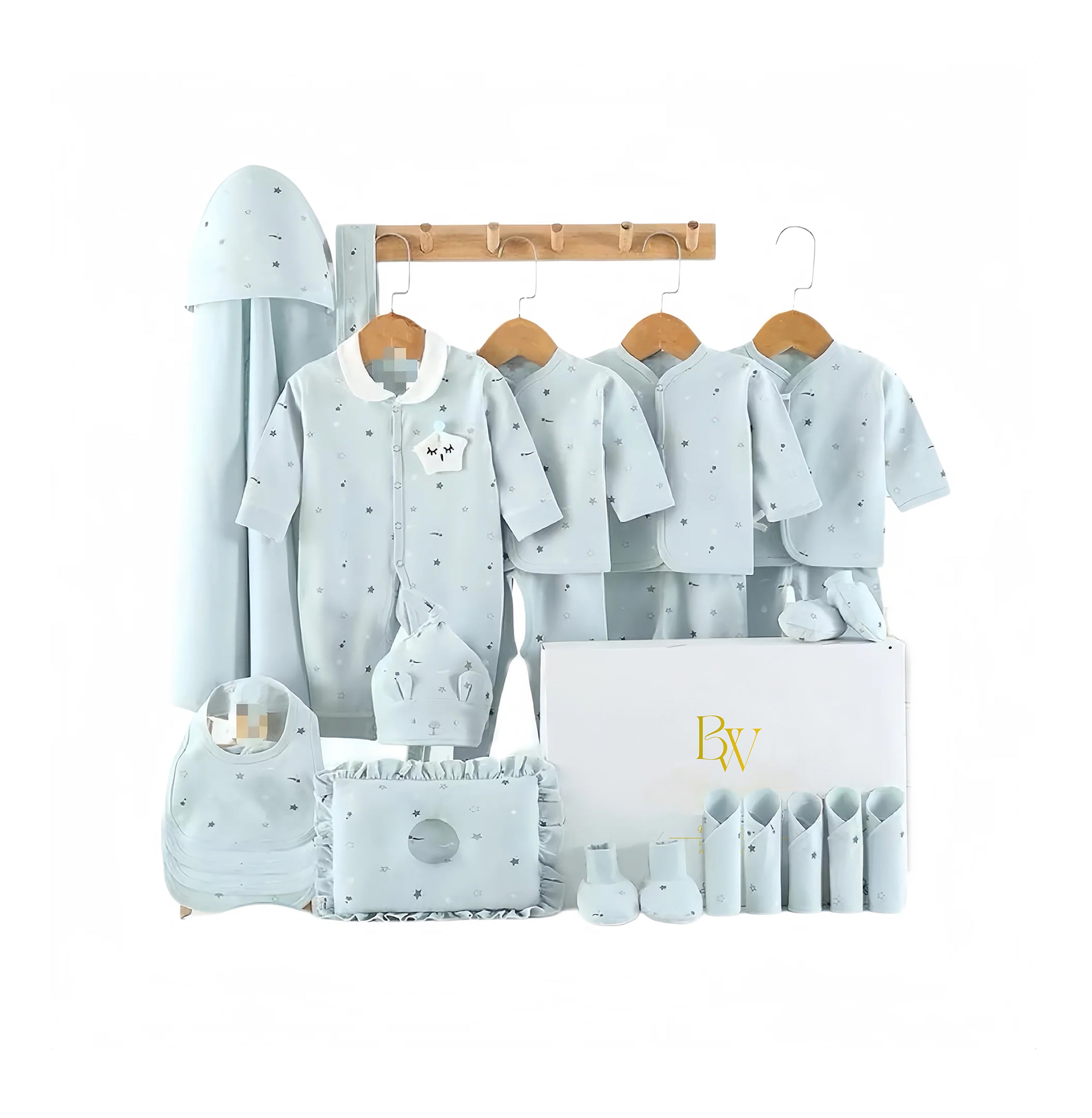 Sweet Slumber baby gift set with newborn clothes and towel