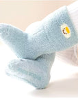 6-Pack Fluffy Bear Embroidered Baby Socks | Winter Plush Warm Set