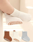 3-Pack Anti-Slip Ribbed Baby Socks – Cotton Grip Socks for Baby & Toddler