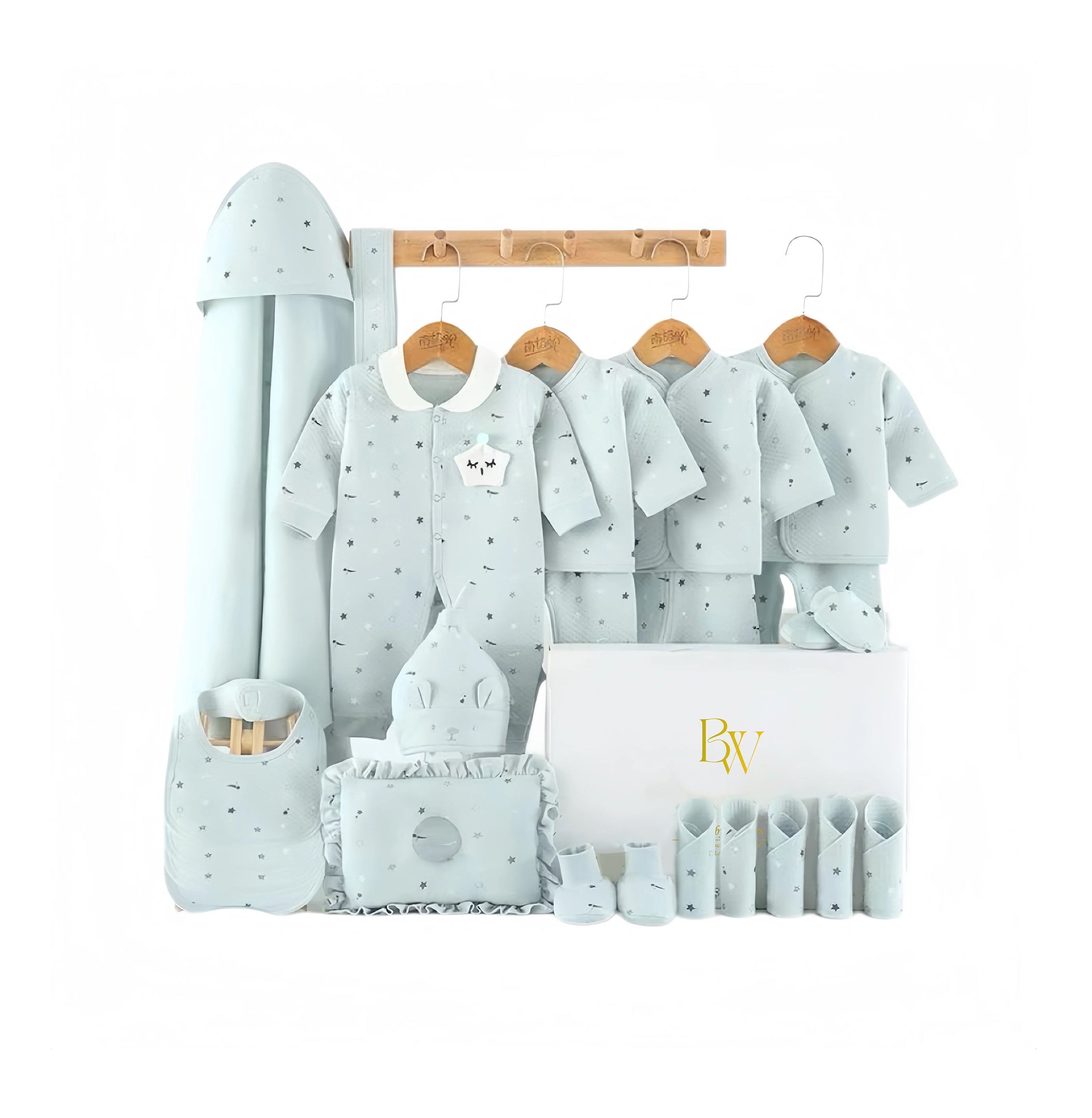 Sweet Slumber baby gift set with newborn clothes and towel