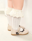 Eyelet Lace Cotton Baby Socks – Soft Knit Socks with Embroidered Ruffle Cuff