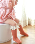 Vintage Ruffle Knit Baby Socks – Soft Cotton Socks with Lace Frill Cuff