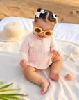 Baby Pink Daisy Long Sleeve Swimsuit