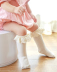 Vintage Ruffle Knit Baby Socks – Soft Cotton Socks with Lace Frill Cuff